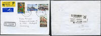 Briefmarken Tonga 2004 Dauer Michel Aufdruck 45s Reko-Brief Luftpost Stuttgart / 828 -