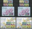 Briefmarken Papua Neuguinea 2010 Orchideen Orchids Blumen Flowers 1591-94 Block 119-120 MNH -