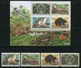 Briefmarken Sri Lanka 1994 Tiere Naturschutz Naturschutz Animals 1063-1066 Block 56 MNH -