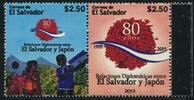 Briefmarken El Salvador Japan Dipl. Beziehungen Flaggen Flags Diplomatic Relations MNH -