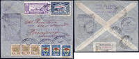 Briefmarken Paraguay 1937 Reko-Erstflugbrief FFC Luftpost Brasilien via PAA + Retour / -