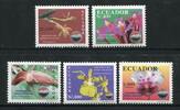 Briefmarken Ecuador Orchideen Orchids Blumen Flowers Blüten Blossoms Plants 2365-69 MNH -