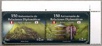 Briefmarken Peru 2023 Japan Diplomatische Beziehungen Machu Picchu Wasserfall Nachi MNH -