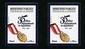 Briefmarken Medal Peru Staatsanwaltschaft Justiz Ministerium Orden MNH -