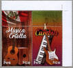 Briefmarken Peru 2023 Musik Gitarren Keyboard Guitars Music Flagge Wappen Flag MNH -