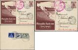 Briefmarken Zeppelin Dt. Reich 1936 Olympiafahrt Ganzsache FFM Greifswald Si 427 Bd / -