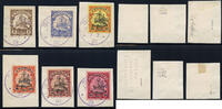 Briefmarken 1909 Togo Michel ex 7-15 ° Sokode Violett 7.2.09 ERSTTAG Briefstücke Luxus / 26