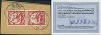 Briefmarken 1914 Togo Michel 22 Paar Kaiseryacht ° Agu 23/3/14 Briefstück Befund BPP / 55