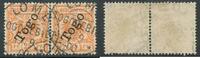 Briefmarken 1897 Krone 1897 Togo Krone/Adler 25 Pf 5 b Paar ° Lome 19/9/00 Luxus Jäschke-Lantelme BPP/5