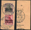 Briefmarken 1913 DP Marokko Michel 53+48 ° Meknes 30/5/13 Type 2 Kabinett Briefstück/PA / 76