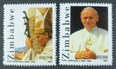Briefmarken Zimbabwe Simbabwe Papst Johannes Paul II Pope John Paul 838-39 MNH -