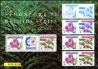 Stamps Singapore Souvenir Proof Sheet Orchids Flowers Blossoms Stamp Show MNH -