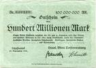 Württemberg, 100 Mio. Mark Schussenried - Torfverwaltung, -