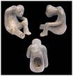 Ancient art  Lovely Pre-columbian figure of a tired man w broken leg, Mexico