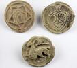 Ancient art Set of three ceramic pottery seals, Islamic 7th.-10th. century AD -