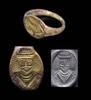 Ancient art Fine Sasanian bronze seal ring w portrait of a King, c. 4th.-5th. cent -