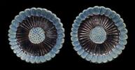 Asian art Pair of torquise / blue glazed Chrysanthemum Bowls China, Ming Dynasty -