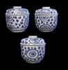 Asian art Lovely Chinese Blue and White porcelain jar w cover, c.18th. Cent -