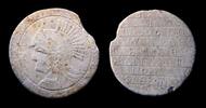 Ancient art Interesting ancient marble stone roundel with greek inscription -