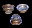 Asian art Beautiful Tibetan Buddhist ritual bowl of silver and wood, 19th. cent. -
