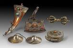 Asian art Fine collection of Tibet silver and bronze metal items, 19th. cent. -
