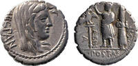 Ancient coins Roman republic: Attractive A. Postumius A.f. Sp.n. Albinus. 81 BC. AR Serrate Denarius -