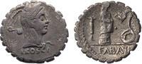 Ancient coins Roman republic: L. Roscius Fabatus. 59 BC. AR Serrate Denarius -
