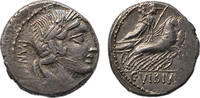 Ancient coins Roman republic: C. Vibius C.f. Pansa. 90 BC. AR Denarius - toned EF -