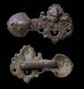 Ancient art Attractive Late Roman bronze clasp w Lion, c. 3rd.-6th. cent. AD -