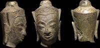Asian art Fine Thai gilt bronze head of buddha, 15th. cent. AD -
