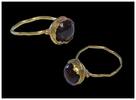Ancient art Small Roman Gold ring with almadin stone setting, 2nd.-3rd. cent. AD -