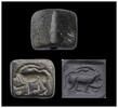 Ancient art Anatolian stone gable stamp seal w. snake attacking Goat 4th. mill BC -