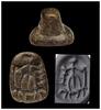 Ancient art Stamp seal w handle, Demon on animal, Mespotamia, 3rd. mill. BC -
