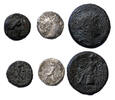 Ancient coins Greek coins: Seleucid Kings bronzes and a silver drachm, F-VF -