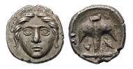 Ancient coins Greek coins: High grade and rare THRACE, Apollonia Pontika. Mid-late 4th century BC. AR Diobol -