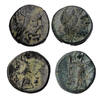 Ancient coins Greek coins: Pair of very scarce Macedonian bronzes w Poseidon / Athena and owl -