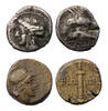 Ancient coins Greek coins: PAPHLAGONIA, Sinope, lot of a finely preserved AE20 bronze and a silver AR drachm (2) -