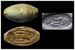 Ancient art Egyptian New Kingdom glazed stone 'cowry' scaraboid seal -