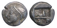 Ancient coins Grek coins: IONIA, Phokaia. Circa 521-478 BC. AR Hemihekte â archaic Diobol in near EF! -