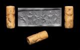 Ancient art Attractive Achaemenid orange stone cylinder seal, 7th.-5th. cent. BC -