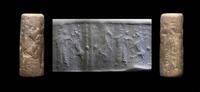 Ancient art Large Achaemenid orange stone cylinder seal, 7th.-5th. cent. BC -