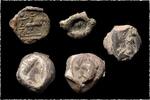 Ancient art Coll. of 5 choice Roman metal and pottery bullae, 1st.-3rd. cent. AD -