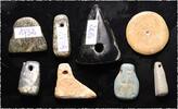 Ancient art Lot of 8 larger amulets in stone, bone and faience, 7th.-1th. mill. BC -