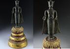 Asian art Fine Early Thai standing bronze figure of buddha 15th.-16th. cent. AD -