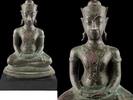 Asian art Lovely massive Early Thai bronze figure of Buddha, ca. 14th. cent. -