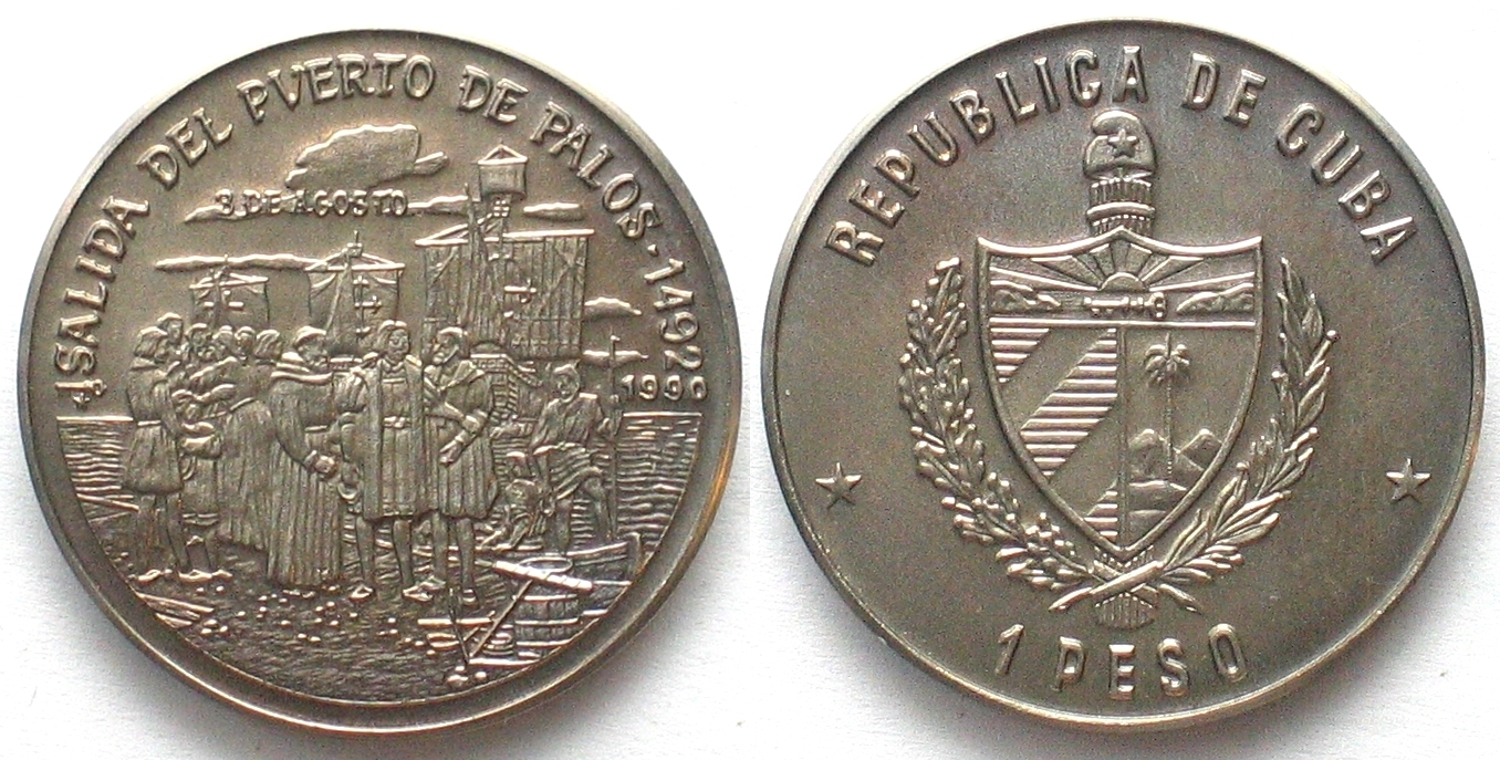 Kuba CUBA 1 Peso 1990 Columbus Departing From Spain DISCOVERY OF kuba-cuba-1-peso-1990-columbus-departing-from-spain-discovery-of