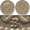 Schweiz SWITZERLAND 5 Rappen 1908 CROSSLET B MINTMARK Cu-Ni VERY RARE!!! -