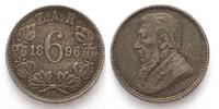 Südafrika SOUTH AFRICA 6 Pence 1896 KRUGER silver XF! -