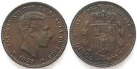 Spanien SPAIN 5 Centimos 1879 OM ALFONSO XII bronze AU!!! -
