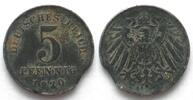 Deutschland - Ersatzmünzen 1. WK GERMANY 5 Pfennig 1920 D iron MINT ERROR clipped flan -